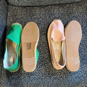 TWO PAIRS - Soludos: Green & Pink Espadrille Flats women’s size 10